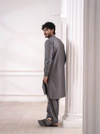 Dark Grey Mens Shalwar Kameez