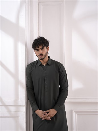 Green Straight Cut Pathani Men's Salwar Kameez