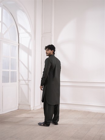 Green Straight Cut Pathani Men's Salwar Kameez