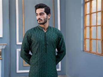 Green Straight-Cut Soft Tulle Net with Sequins Kurta Set