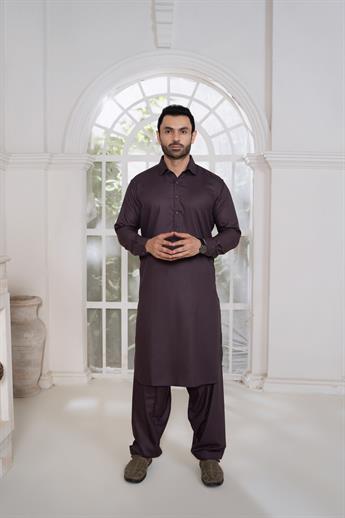 Mauve Plain Kurta Shalwar