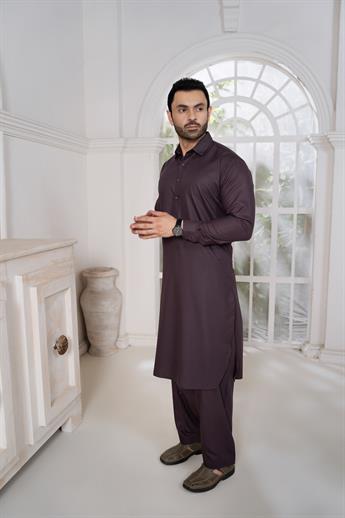 Mauve Plain Kurta Shalwar