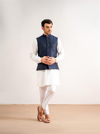 Navy Printed Waistcoat