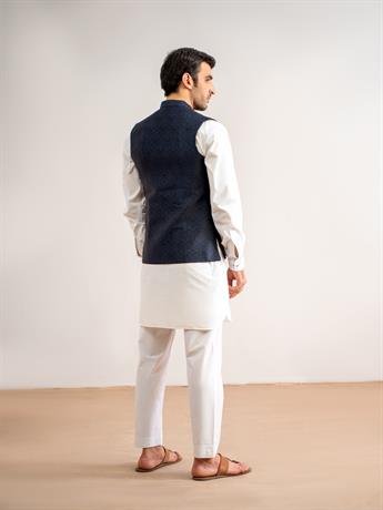 Navy Printed Waistcoat