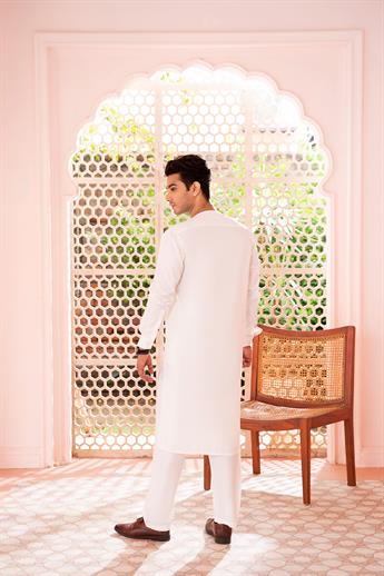 Off White Cotton Kurta Pajama