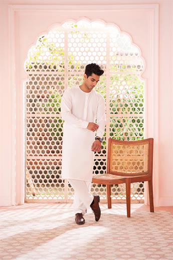 Off White Cotton Kurta Pajama