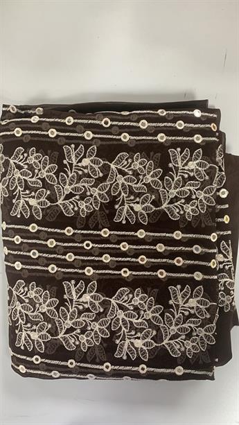Brown Chiffon Unstitched Suits