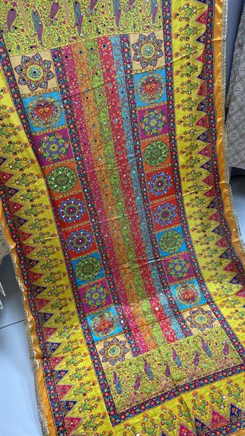 Multi Colour Mirror Shawal Pakistani Dupatta Heavy Work Henna Eid Wedd
