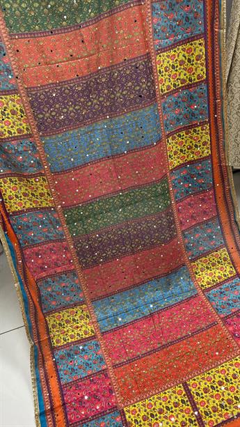 Multi Colour Mirror Shawal Pakistani Dupatta Heavy Work Henna Eid Wedd