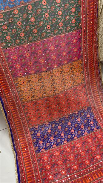 Multi Colour Mirror Shawal Pakistani Dupatta Heavy Work Henna Eid Wedd