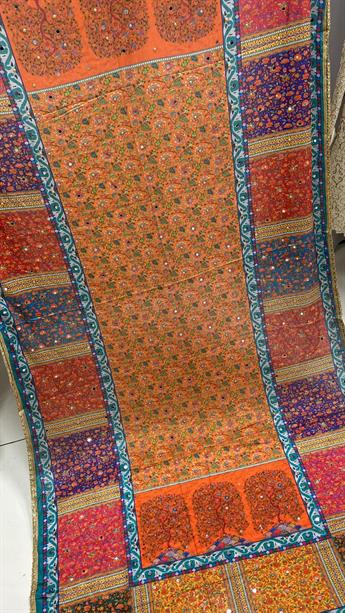 Multi Colour Mirror Shawal Pakistani Dupatta Heavy Work Henna Eid Wedd