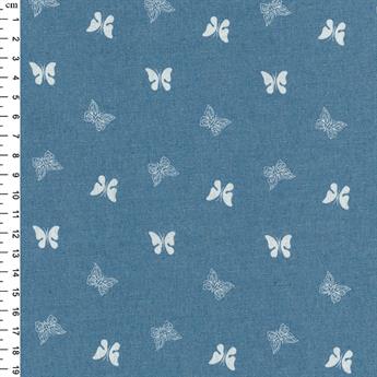 Printed lightweight denim chambray Fabric Dressmaking Skirt Tops