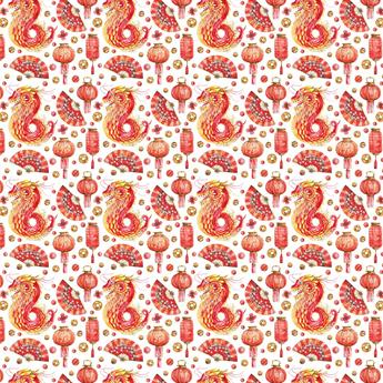 Chinese New Year - Printed Craft Cotton Poplin Fabric Quilting Patch
