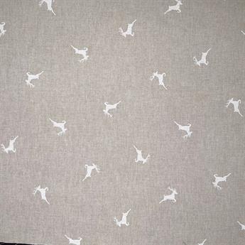 White Linen Printed Canvas Fabric