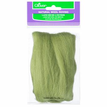 20g Clover Natural Wool Roving (Moss Green)