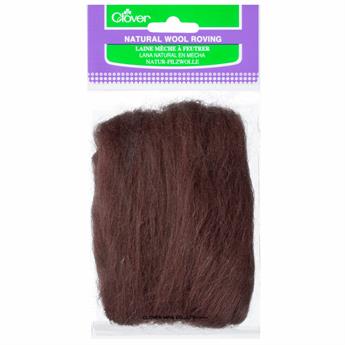20g Clover Natural Wool Roving (Brown)