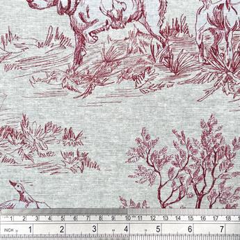 Red Digital Print Cotton Country Toile