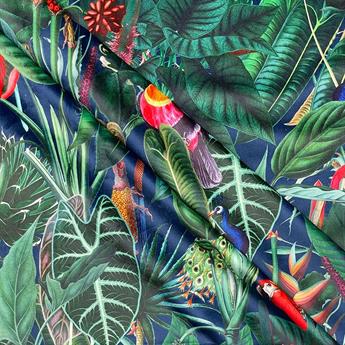 Navy Digital Print Velvet Velvets