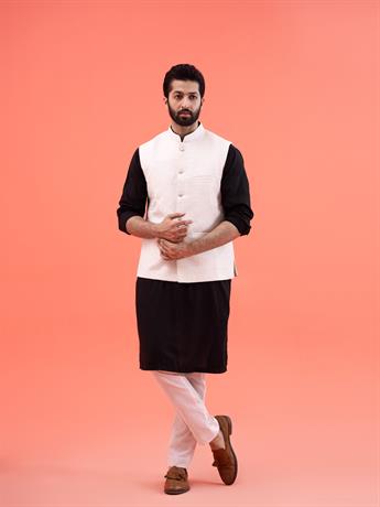 Off White Embroidered Mens Waistcoat