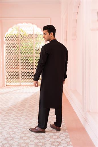 Black Polycotton Kurta Pajama