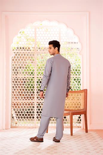 Grey Polycotton Kurta Pajama