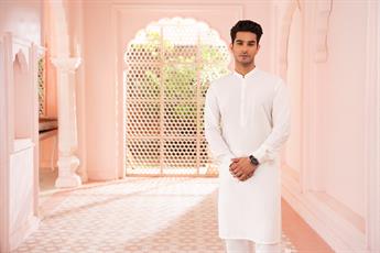 Off White Polycotton Kurta Pajama