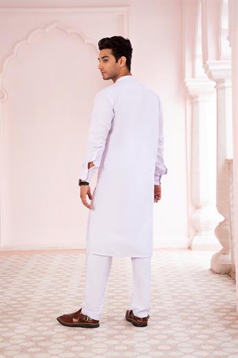White Polycotton Kurta Pajama