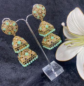 Stunning double jhumka earings. Perfect to wear on any occassion.