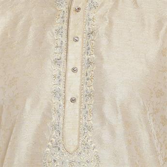 Gold Stone Work Mens Brocade Kurta Pyjama