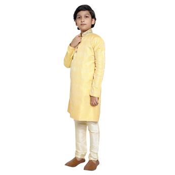 Yellow Embroidered Boys Kurta Pajama