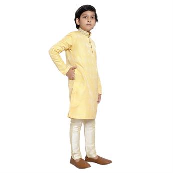 Yellow Embroidered Boys Kurta Pajama