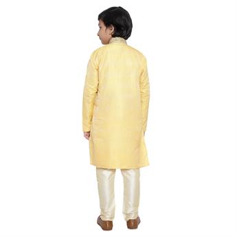 Yellow Embroidered Boys Kurta Pajama