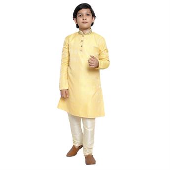 Yellow Embroidered Boys Kurta Pajama