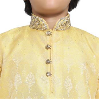 Yellow Embroidered Boys Kurta Pajama
