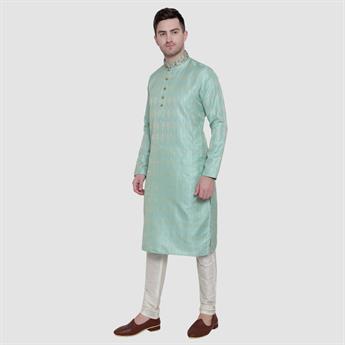 Mint Embroidered Mens Kurta Pyjama