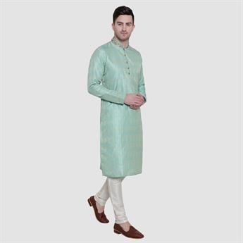 Mint Embroidered Mens Kurta Pyjama