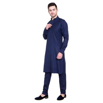 Mens plain Navy Kurta Pyjama