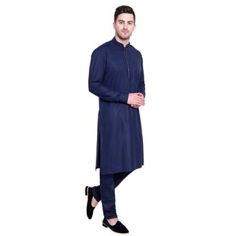 Mens plain Navy Kurta Pyjama