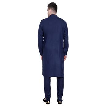 Mens plain Navy Kurta Pyjama