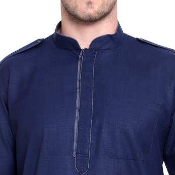 Navy Mens Plain Kurta Pyjama
