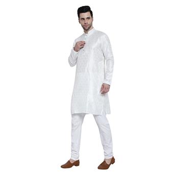Mens Brocade kurta with plain pyjama