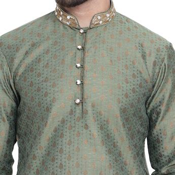 Green Embroidered Kurta Pyjama