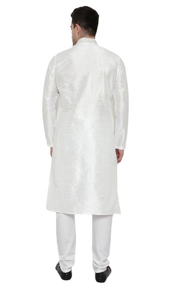 Ivory Embroidered Mens Kurta Pajama