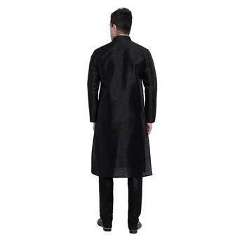 Black Silk Art Dupion Kurta Pajma