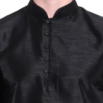 Black Silk Art Dupion Kurta Pajma