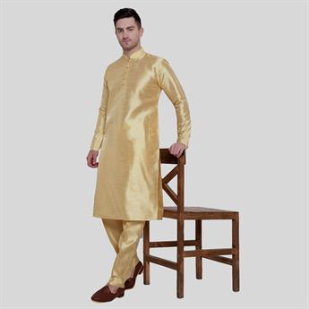 Gold Silk Art Dupion Kurta Pajma