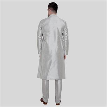Grey Silk Art Dupion Kurta Pajma