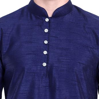Navy Silk Art Dupion Kurta Pajma