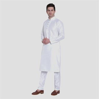 White Silk Art Dupion Kurta Pajma