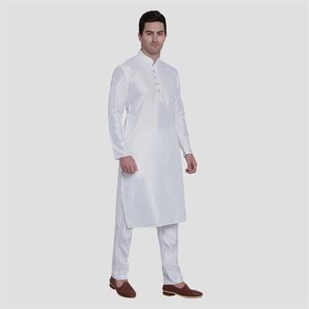 White Silk Art Dupion Kurta Pajma